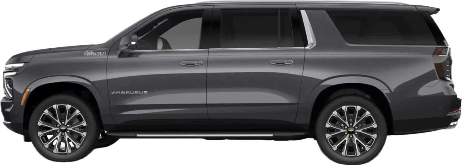 Chevrolet Suburban RST Dark Ash Metallic side profile &mdash; Premier Car Service