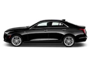 Driver side profile view of a Car driver side profile view of a 2022 Cadillac CT4 Premium Luxury 4 Door Sedan